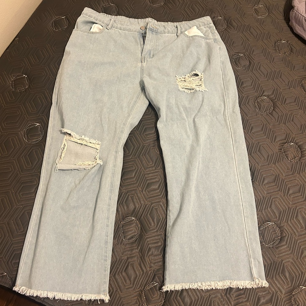 Light Blue Distressed Women's Jeans